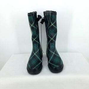 Western Chief "Coreen" Plaid Evergreen Tall Rubber Boots
